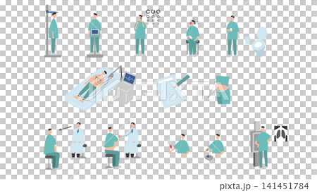 フラットなイメージの健康診断イラストセット フラットなイメージの健康診断イラストセット 141451784
