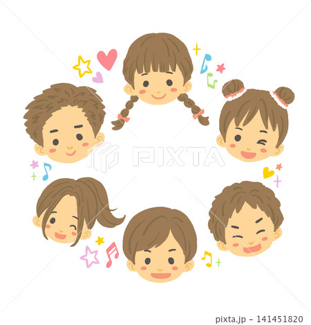 楽しそうな子供達の顔のイラスト 楽しそうな子供達の顔のイラスト 141451820
