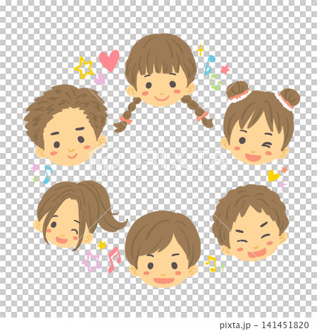 楽しそうな子供達の顔のイラスト 楽しそうな子供達の顔のイラスト 141451820