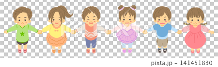 兒童手牽手的插圖 兒童手牽手的插圖 141451830