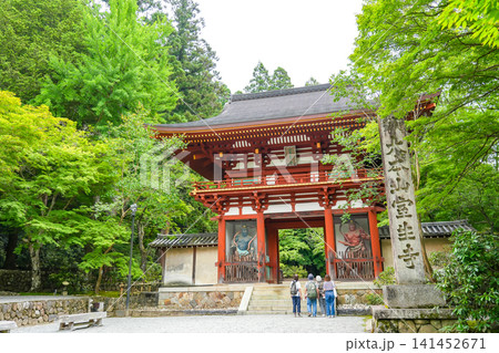 奈良県宇陀市 新緑が美しい室生寺の入り口にある朱塗りの仁王門 奈良県宇陀市 新緑が美しい室生寺の入り口にある朱塗りの仁王門 141452671
