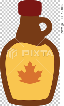 Autumn Maple Syrup Bottle Flat Illustration Isolated Fall Harvest Food Icon 141453002