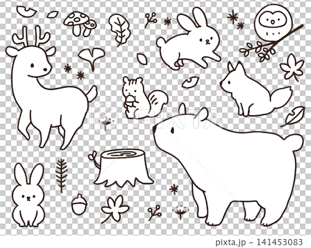 秋季動物手繪插圖 秋季動物手繪插圖 141453083