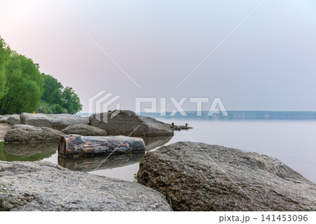 Blue lake with cloudy sky, natural background Blue lake with cloudy sky, natural background 141453096