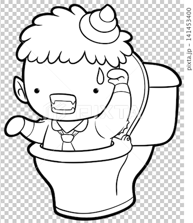 Funny vampire in toilet coloring page, cute halloween monster line art Funny vampire in toilet coloring page, cute halloween monster line art 141453400