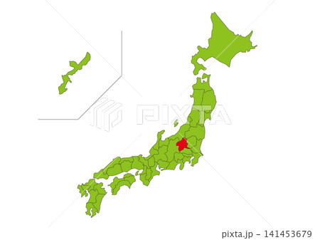 群馬県を赤色で強調した緑色日本地図イラスト素材 群馬県を赤色で強調した緑色日本地図イラスト素材 141453679