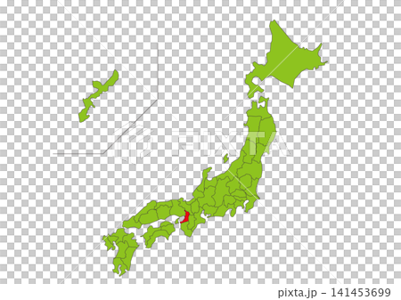 Green map illustration of Japan with Osaka Prefecture highlighted in red. Green map illustration of Japan with Osaka Prefecture highlighted in red. 141453699