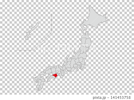 徳島県を赤色で強調したグレーの日本地図イラスト素材 徳島県を赤色で強調したグレーの日本地図イラスト素材 141453758