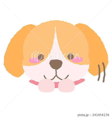 お礼をするビーグルっぽい犬の表情アイコン、手描き風イラスト お礼をするビーグルっぽい犬の表情アイコン、手描き風イラスト 141454176