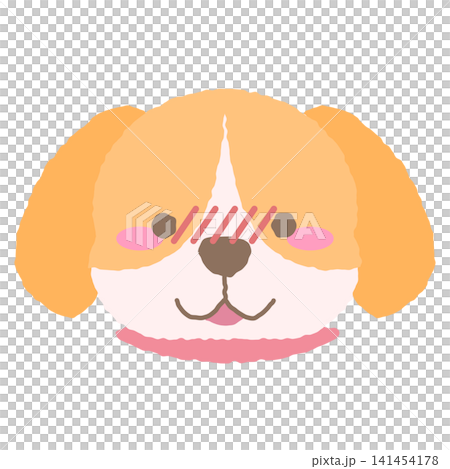A hand-drawn style illustration of a blushing beagle-like dog's facial expression. A hand-drawn style illustration of a blushing beagle-like dog's facial expression. 141454178