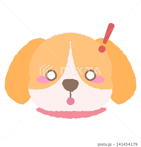 驚いているビーグルっぽい犬の表情アイコン、手描き風イラスト 141454179