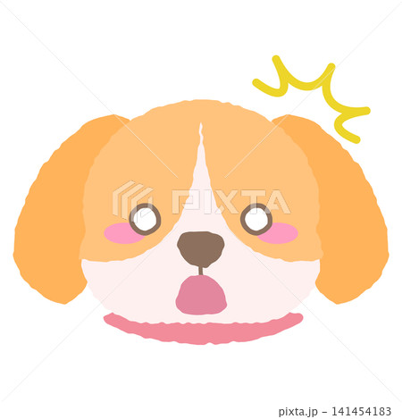 びっくりしているビーグルっぽい犬の表情アイコン、手描き風イラスト 141454183