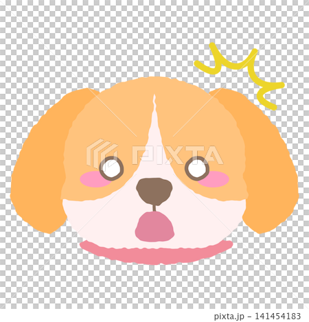 びっくりしているビーグルっぽい犬の表情アイコン、手描き風イラスト 141454183