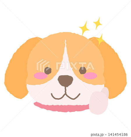 いいねしているビーグルっぽい犬の表情アイコン、手描き風イラスト いいねしているビーグルっぽい犬の表情アイコン、手描き風イラスト 141454186