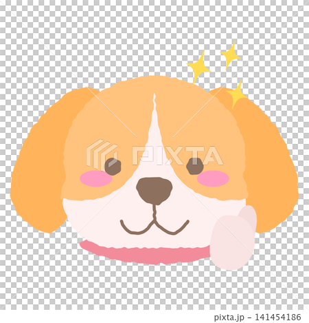 いいねしているビーグルっぽい犬の表情アイコン、手描き風イラスト いいねしているビーグルっぽい犬の表情アイコン、手描き風イラスト 141454186