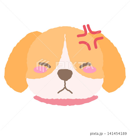 怒っているビーグルっぽい犬の表情アイコン、手描き風イラスト 怒っているビーグルっぽい犬の表情アイコン、手描き風イラスト 141454189