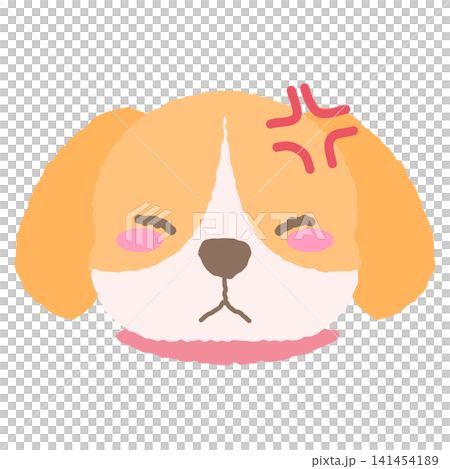 怒っているビーグルっぽい犬の表情アイコン、手描き風イラスト 怒っているビーグルっぽい犬の表情アイコン、手描き風イラスト 141454189
