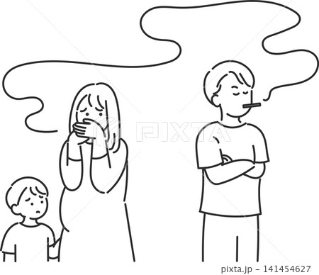 受動喫煙の被害に遭う妊婦のイラスト 線画のみ 受動喫煙の被害に遭う妊婦のイラスト 線画のみ 141454627