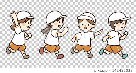學校運動會上孩子們奔跑的插圖 141455038