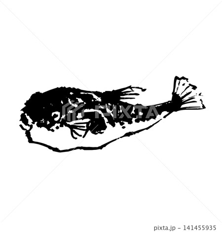 筆で描いたふぐのイラスト 筆で描いたふぐのイラスト 141455935