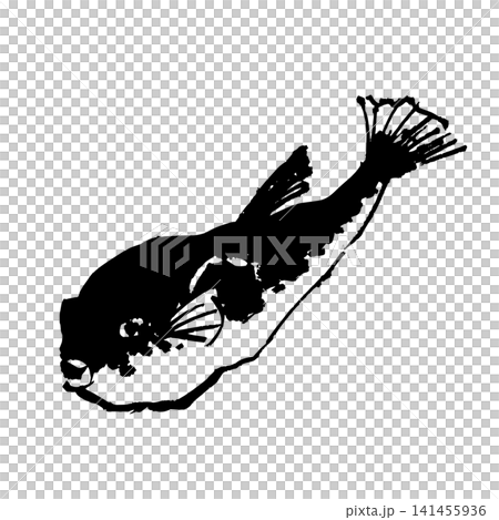 A drawing of a pufferfish using a brush. A drawing of a pufferfish using a brush. 141455936