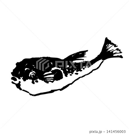 筆で描いたふぐのイラスト 筆で描いたふぐのイラスト 141456003