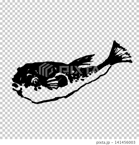筆で描いたふぐのイラスト 筆で描いたふぐのイラスト 141456003