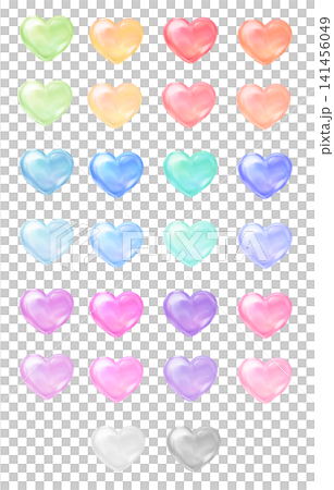 A set of colorful design elements featuring transparent, sticker-like heart shapes. A set of colorful design elements featuring transparent, sticker-like heart shapes. 141456049