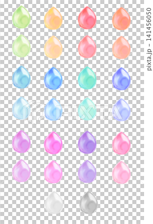 A set of colorful design elements featuring transparent, sticker-like teardrop shapes. A set of colorful design elements featuring transparent, sticker-like teardrop shapes. 141456050
