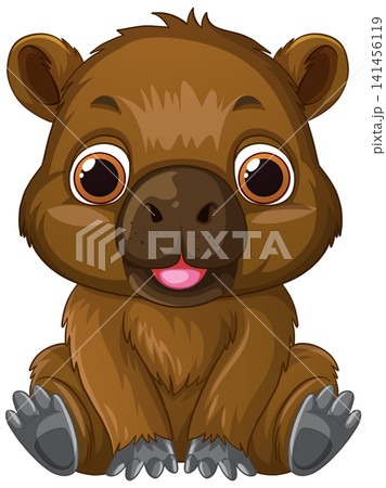 Cute Cartoon Wombat Illustration Isolated on White Background Cute Cartoon Wombat Illustration Isolated on White Background 141456119