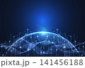Abstract futuristic global network connection background with glowing planet earth and big data waves. 141456188