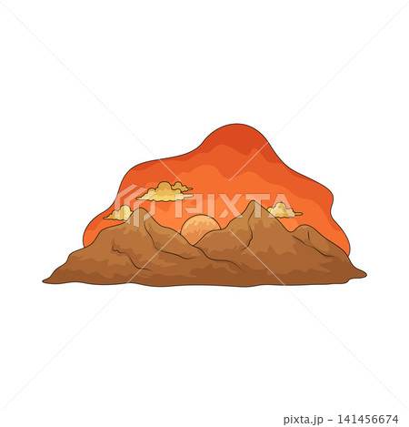 Illustration of Mountain Sunset Illustration of Mountain Sunset 141456674