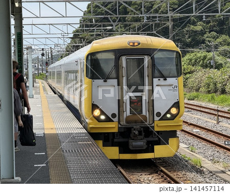 勝浦駅に入線するJR外房線の特急わかしお(E257系) 勝浦駅に入線するJR外房線の特急わかしお(E257系) 141457114