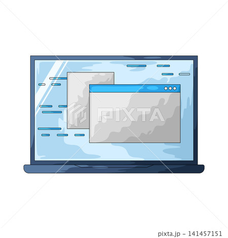 Illustration of Laptop With Open Windows Illustration of Laptop With Open Windows 141457151