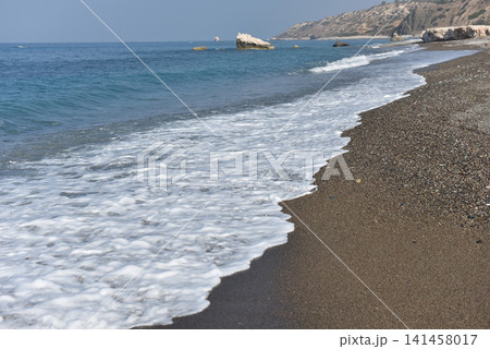 Pissouri beach with sea foam and rocky shoreline, Cyprus Pissouri beach with sea foam and rocky shoreline, Cyprus 141458017