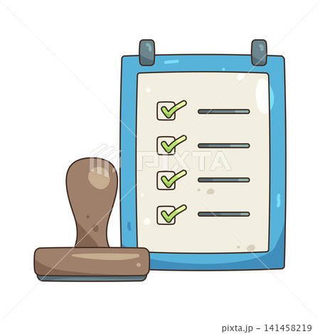 Illustration of checklist with stamp Illustration of checklist with stamp 141458219