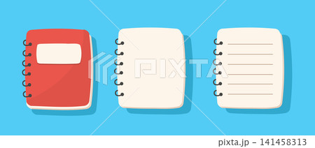 Spiral Notebook Set with Blank and Lined Pages on Blue Background Spiral Notebook Set with Blank and Lined Pages on Blue Background 141458313