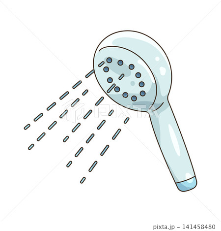 Illustration of shower head with water Illustration of shower head with water 141458480