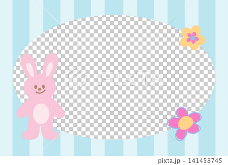 Pastel blue frame illustration with flower, bunny, stripe pattern for background, backdrop, wallpaper, rectangle ad template, polaroid photo, banner, social media, postcard, memo note, presentation Pastel blue frame illustration with flower, bunny, stripe pattern for background, backdrop, wallpaper, rectangle ad template, polaroid photo, banner, social media, postcard, memo note, presentation 141458745