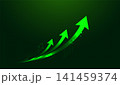 A clean digital background showcases glowing Arrows symbolizing Green finance, upward momentum, growth 141459374