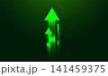 A clean digital background showcases glowing Arrows symbolizing Green finance, upward momentum, growth 141459375