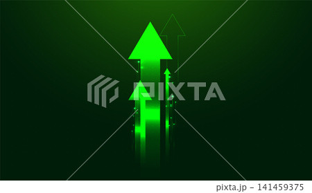 A clean digital background showcases glowing Arrows symbolizing Green finance, upward momentum, growth A clean digital background showcases glowing Arrows symbolizing Green finance, upward momentum, growth 141459375