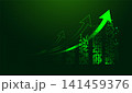 A clean digital background showcases glowing Arrows symbolizing Green finance, upward momentum, growth 141459376