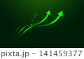 A clean digital background showcases glowing Arrows symbolizing Green finance, upward momentum, growth 141459377