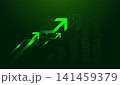 A clean digital background showcases glowing Arrows symbolizing Green finance, upward momentum, growth 141459379