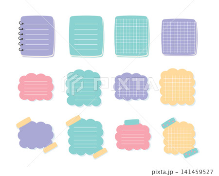 Cute Pastel Note Paper Set with Lined and Grid Pages Collection Cute Pastel Note Paper Set with Lined and Grid Pages Collection 141459527