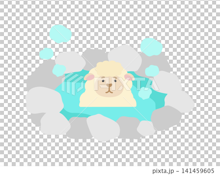 温泉に入る羊 イラスト 温泉に入る羊 イラスト 141459605