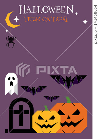 Halloween Trick or Treat vertical poster with geometric elements have blank space. Halloween Trick or Treat vertical poster with geometric elements have blank space. 141459654