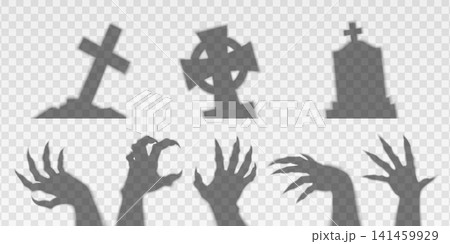 Scary monster hands, grave stone and cross Scary monster hands, grave stone and cross 141459929