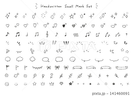 手書きのかわいい装飾アイコン&マーク素材セット 手書きのかわいい装飾アイコン&マーク素材セット 141460091